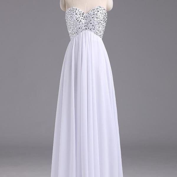 White Prom Dresses,Beadings Evening Dress,Unique Prom Dresses,Sexy